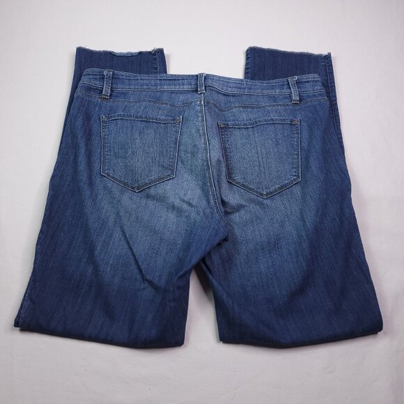 Ann Taylor The Slim Boyfriend Jeans 10 Low Rise Blue Denim Raw Hem Stretch - Picture 2 of 8